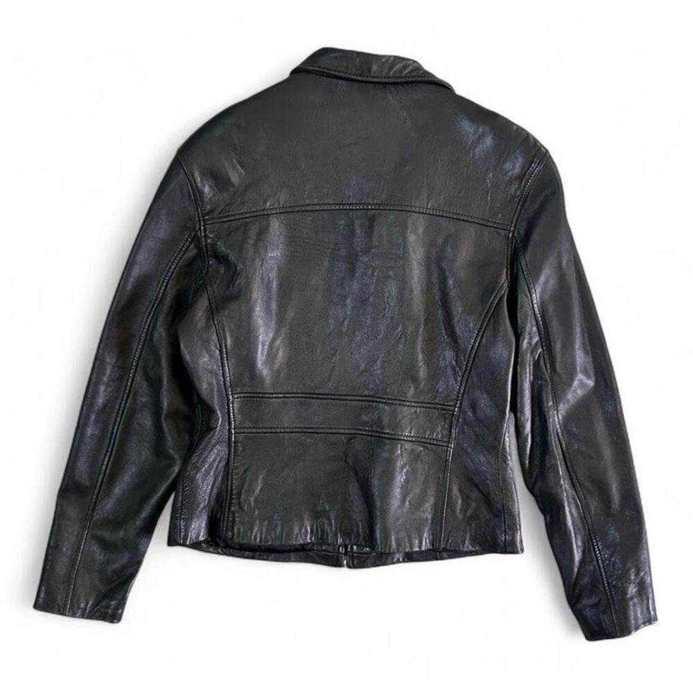 Vintage Michael Joseph Women’s Genuine Leather Black Bomber Zip Jacket Size M - Picture 7 of 8